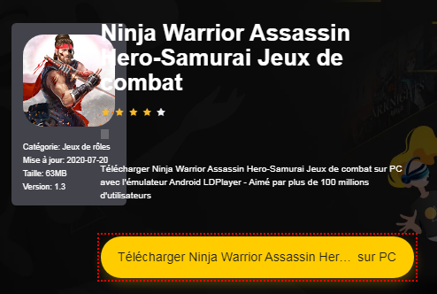 Installer Ninja Warrior Assassin Hero-Samurai Jeux de combat sur PC 