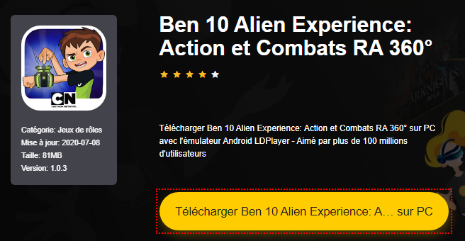 Installer Ben 10 Alien Experience: Action et Combats RA 360° sur PC 