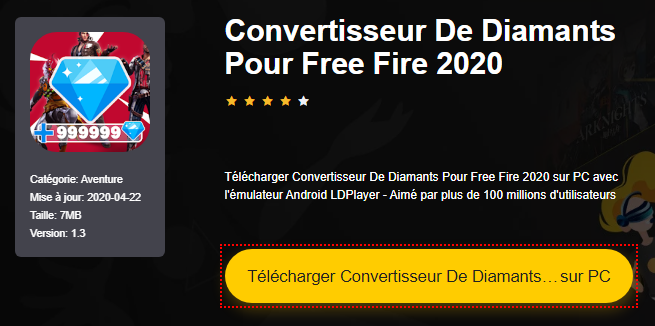 Installer Convertisseur De Diamants Pour Free Fire 2020 sur PC 