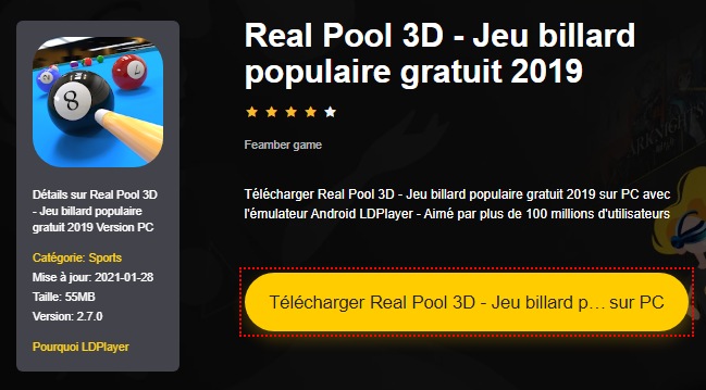 Installer Real Pool 3D - Jeu billard populaire gratuit 2019 sur PC 
